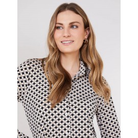 Print Button-Front Blouse