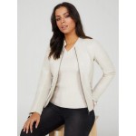 Collarless Faux Leather Jacket