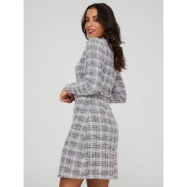 Metallic Boucle Fit & Flare Mini Dress