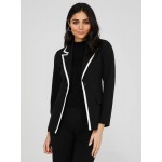 One-Button Contrast Trim Blazer