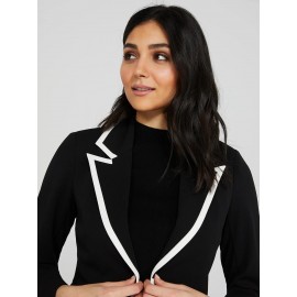 One-Button Contrast Trim Blazer