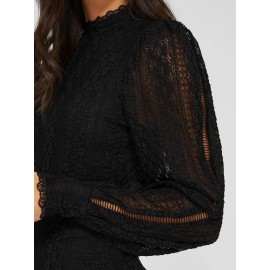 Long Balloon Sleeve Lace Top