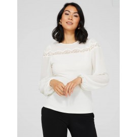 Long Balloon Sleeve Crew Neck Top