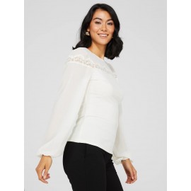 Long Balloon Sleeve Crew Neck Top