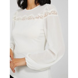Long Balloon Sleeve Crew Neck Top