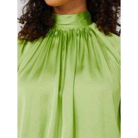 Satin High Neck Blouse