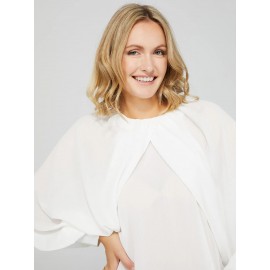Crinkle Inverted Pleat Blouse With Voluminous Sleeves