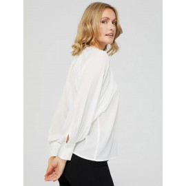 Crinkle Inverted Pleat Blouse With Voluminous Sleeves
