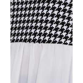 2-Fer Houndstooth Vest With Crepe Long Sleeve Top