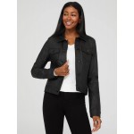 Cropped Coated Denim Jacket