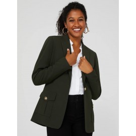 One-Button Blazer With Cargo Pockets
