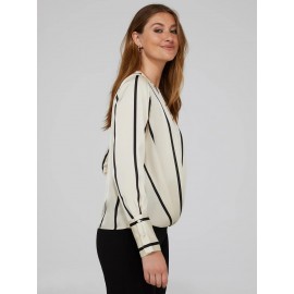 Striped Satin Crossover Blouse