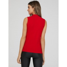 Sleeveless Ribbed Mock Neck Top