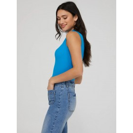 Sleeveless Ribbed Mock Neck Top