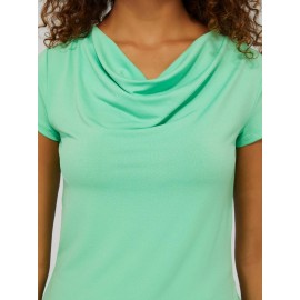 Short Sleeve Crepe Cowl Neck Top