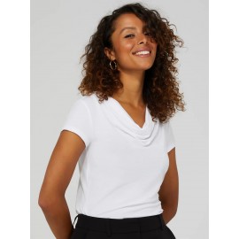 Short Sleeve Crepe Cowl Neck Top