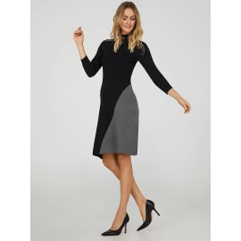 Colour Block Mock Neck Sweater Dress
