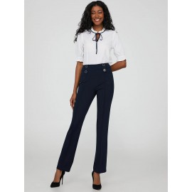 Pull-On Pant With Front Button Detail
