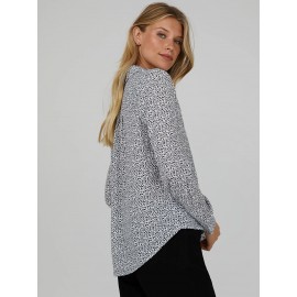 Printed Chiffon Button-Down Blouse
