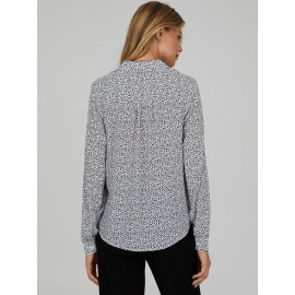 Printed Chiffon Button-Down Blouse