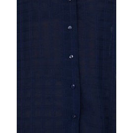 Tonal Check Sheer Button Down Blouse