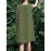 Women Solid Crew Neck Casual Sleeveless Dress With Pocket
