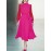 Contrast Puff Sleeve A-line Stand Collar Dress With Belt