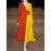 Contrast Long Sleeve A-line V-neck Dress For Women