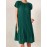 Women Solid Pleated Crew Neck Casual Short Sleeve Dress
