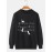 Mens Cat Music Note Print Crew Neck Pullover Sweatshirts
