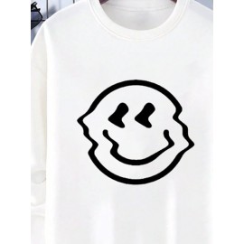Mens Funny Smile Graphic Crew Neck Casual Pullover Sweatshirts Winter