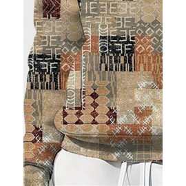 Mens Vintage Geometric Print Crew Neck Pullover Sweatshirts Winter