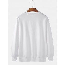Mens Chinese Mountain Ink Print Crew Neck Pullover Sweatshirts