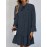 Women Ruffle Trim Tie Neck Plain Long Sleeve Shirt
