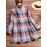 Vintage Print Plaid Multicolor Long Sleeve Button Blouse
