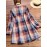 Vintage Print Plaid Multicolor Long Sleeve Button Blouse