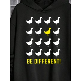 Mens Contrast Goose Letter Print Casual Long Sleeve Hoodies Winter
