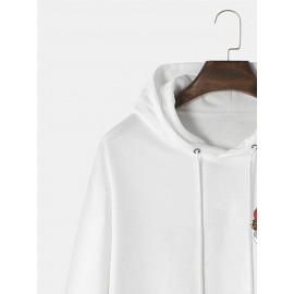 Mens Christmas Santa Claus Letter Print Kangaroo Pocket Drawstring Hoodies Winter