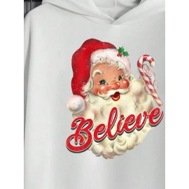 Mens Cute Christmas Santa Claus Print Long Sleeve Hoodies Winter
